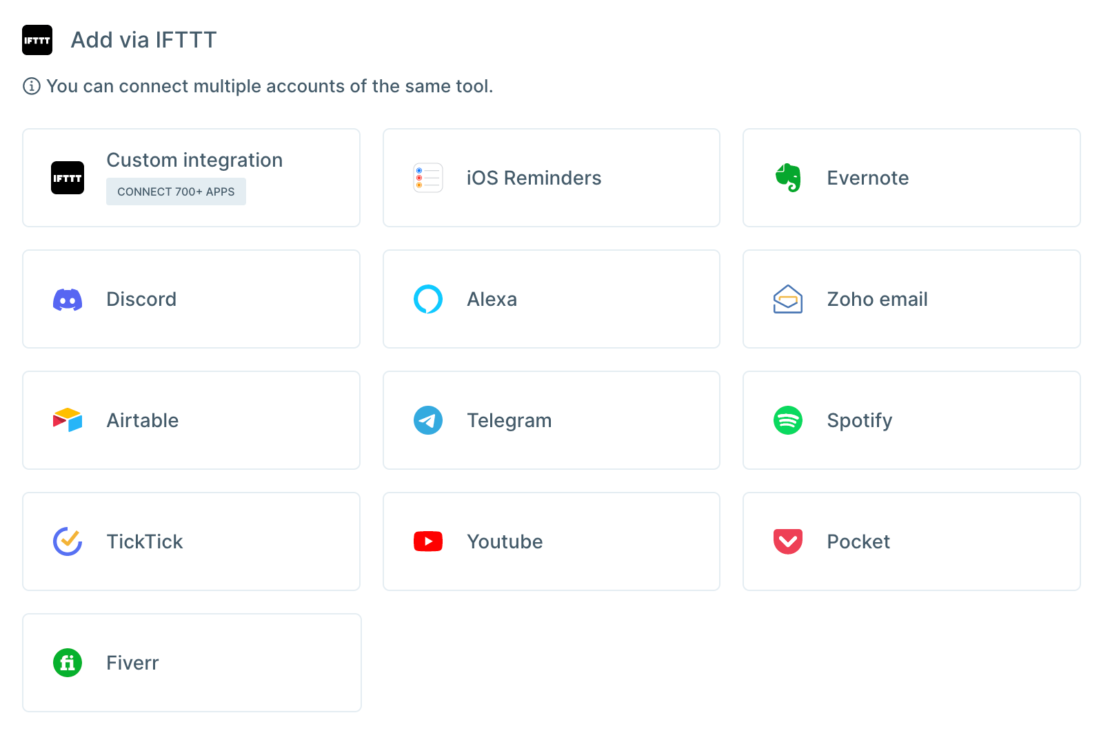 IFTTT settings