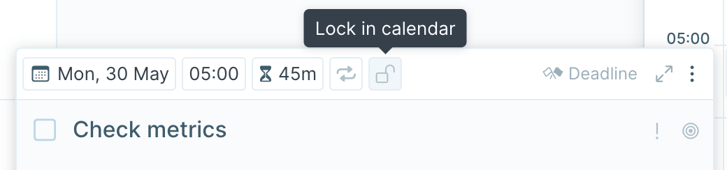 Lock tasks in popup