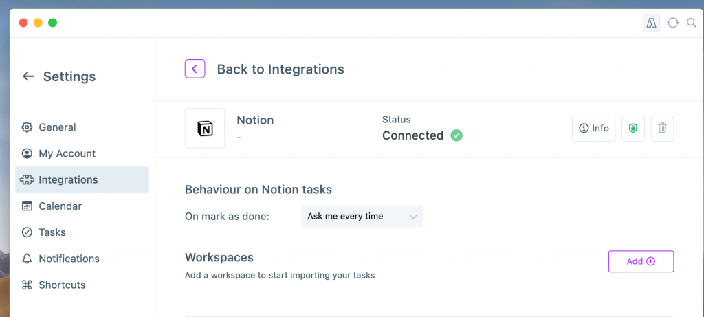 Notion integration to Akiflow connected