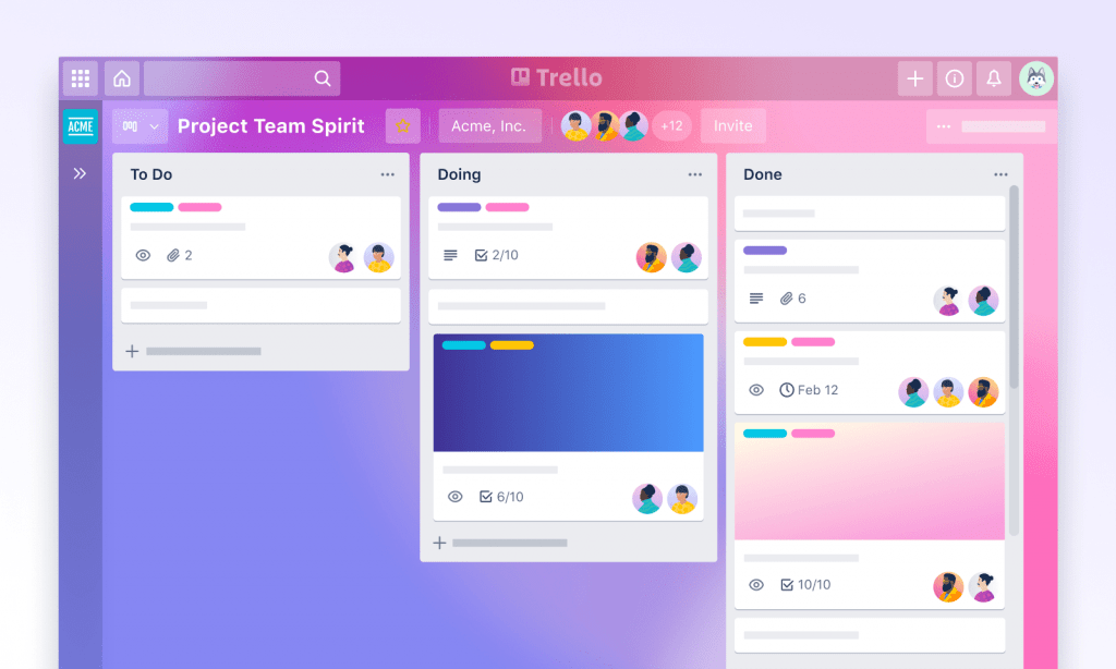 Trello digital planner view